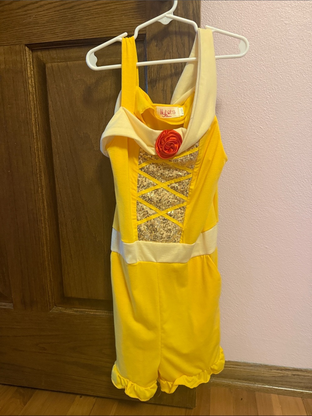 Yellow Floral Corset Romper with White Trim